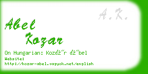 abel kozar business card